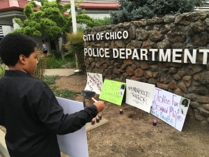 photo by Dave WaddellVigil at Chico Police Department