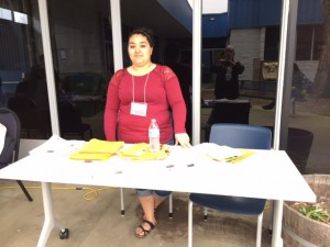 Orland High's Maria Parra worked at the welcome table.